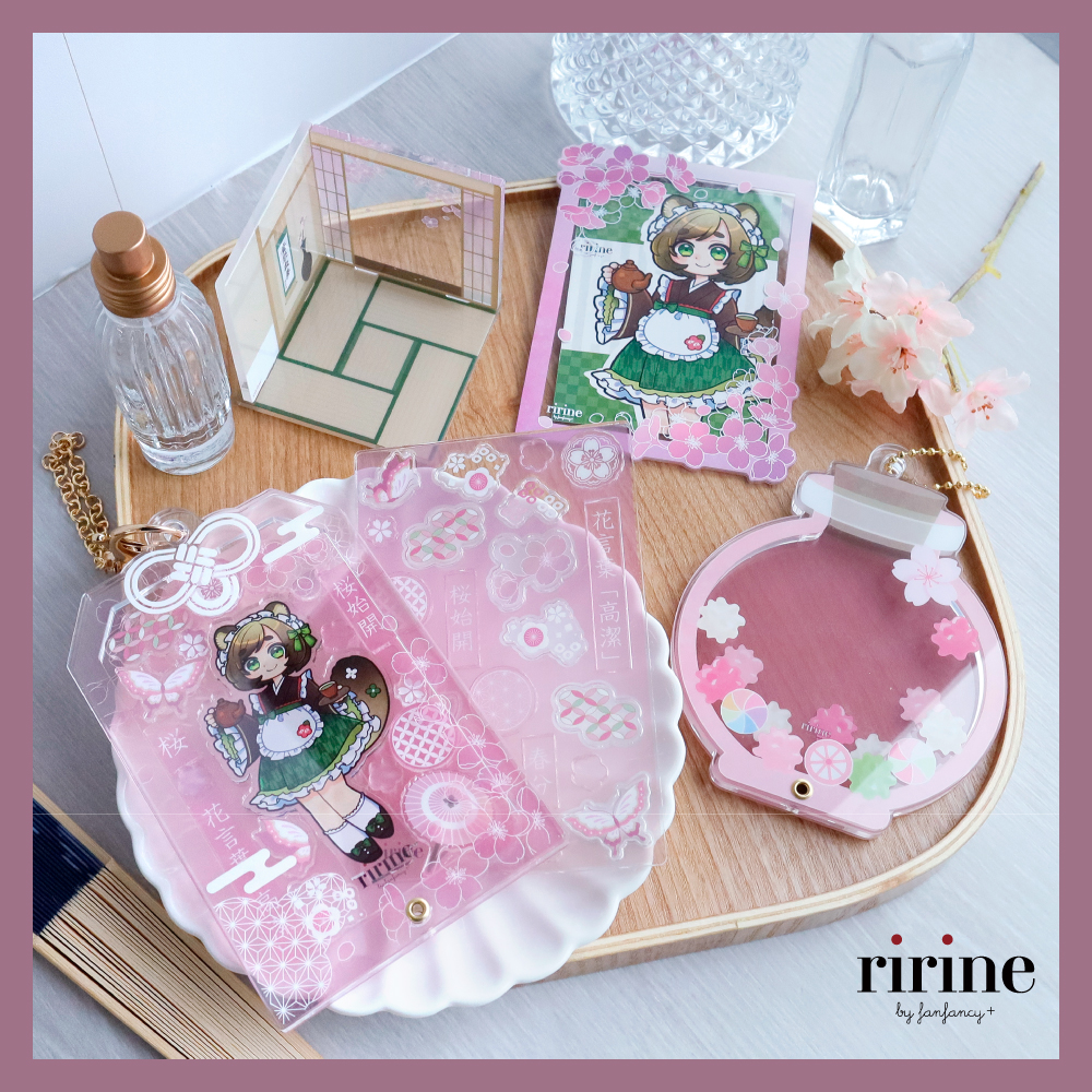 ririne 和花セット 2025 / 飴玉瓶ミニアクリルフレーム / 硬質カードケース 桜